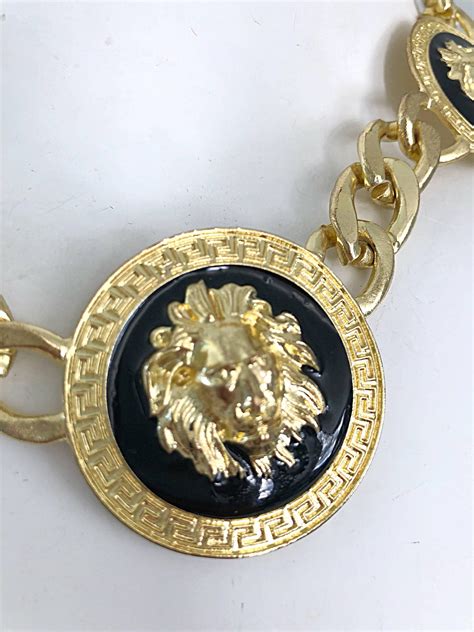 fake versace gold necklace|authentic versace lion necklace.